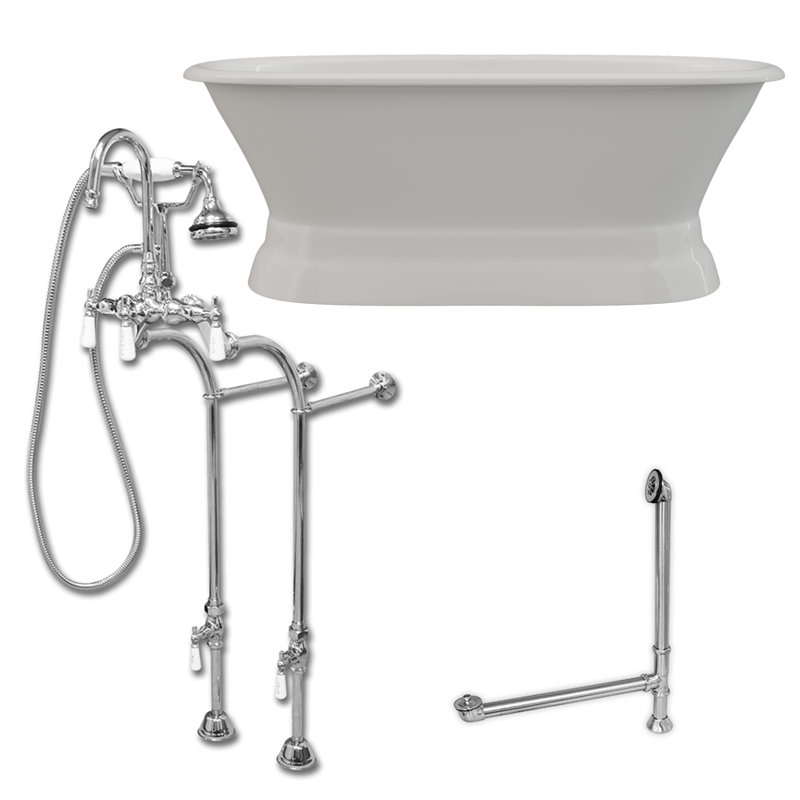 Cambridge Plumbing 66" x 31" Soaking Cast Iron Bathtub with Faucet